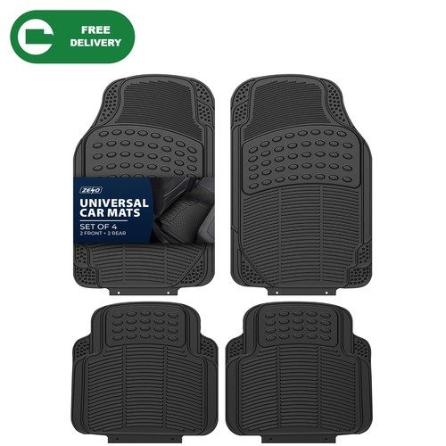 4pc black rubber car mats - black,